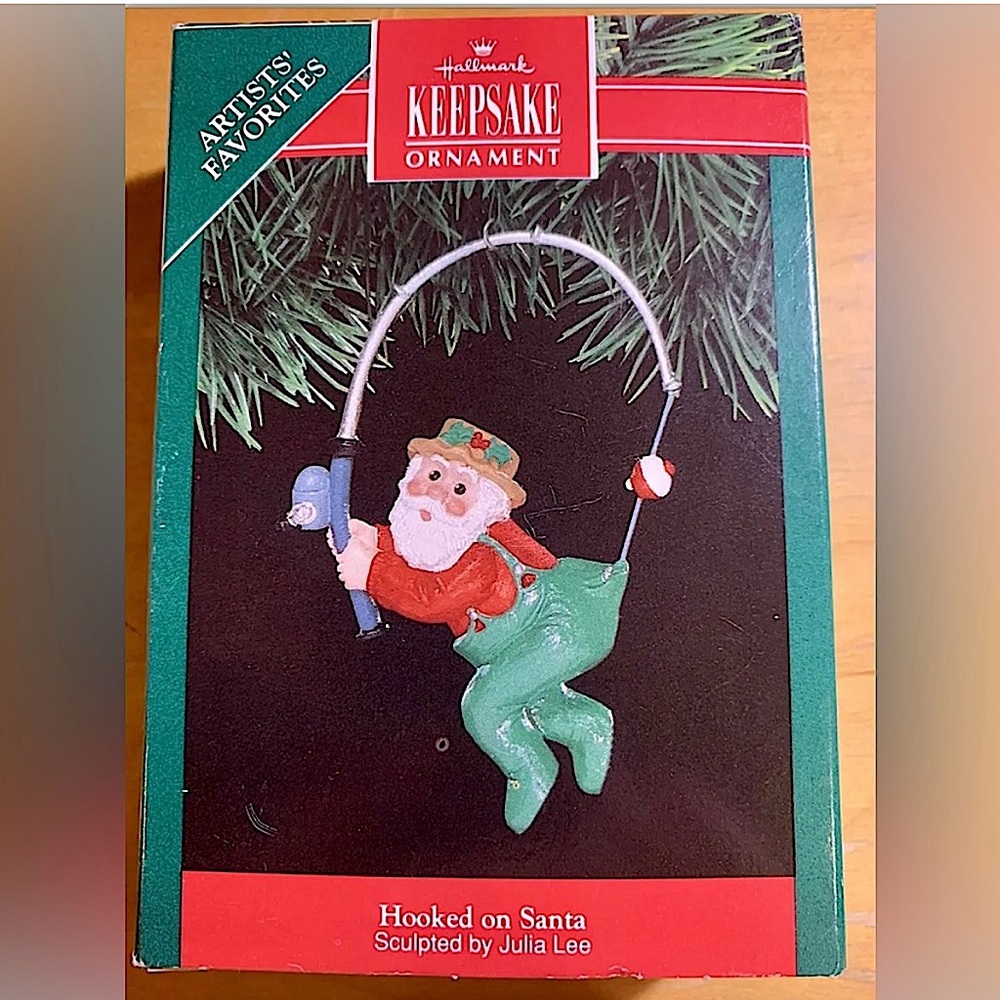 Hallmark Keepsake Ornament 1991 Hooked on Santa NEW original box RETIRED Vintage